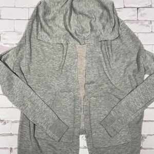 Lululemon Cardigan Women Gray Open Wrap Pockets Long Sleeve Thumb Holes
